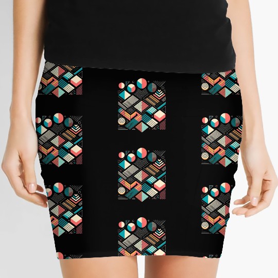 Retro Geometric Shapes 80s 90s Style 1 Women's Mini Skirts