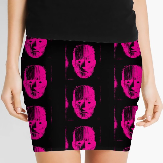 Sad Weird Face Pink Women's Mini Skirts