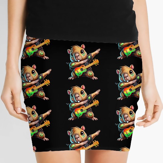 Cute Dabbing Capybara Zombie Squad Guitar Hallowee Women's Mini Skirts