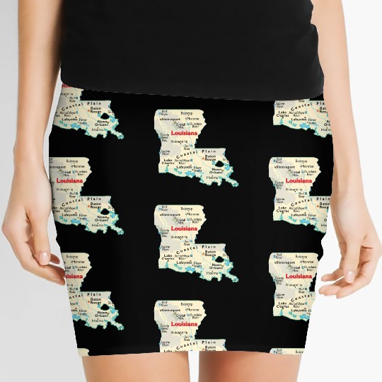 Louisiana map image of state. Women's Mini Skirts