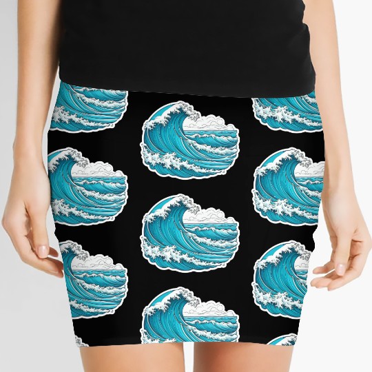 Serene Blue Ocean Waves Women's Mini Skirts