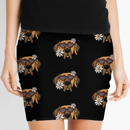 Great Dane Brown Retro Dog Women's Mini Skirts