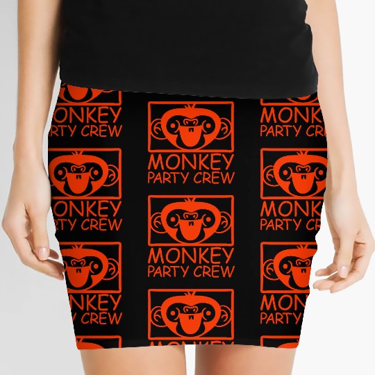 Monkey Chimpanzee Party Animals Crew Team Friends Women's Mini Skirts