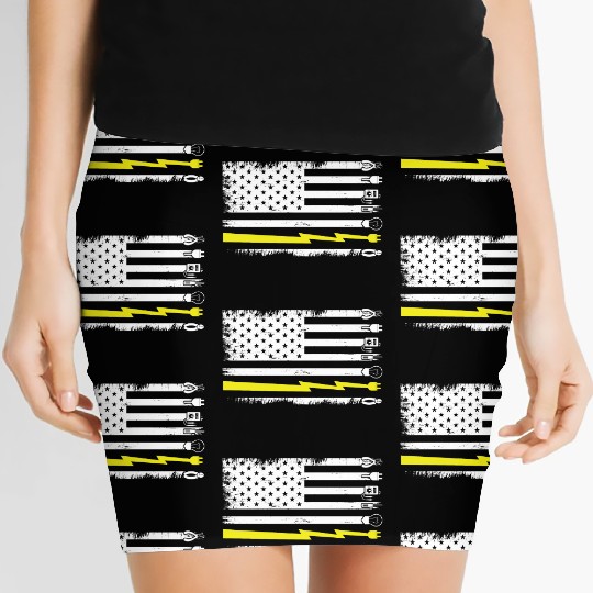 Electrician Electrical Engineer Lineman US Flag Women's Mini Skirts