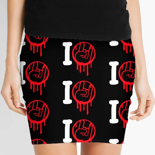 I Love Heavy Metal Hard Rock Music Graffiti Heart Women's Mini Skirts
