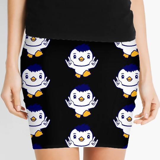 Heavy Metal Duck Bird Chick Rock Horn Hand Gesture Women's Mini Skirts