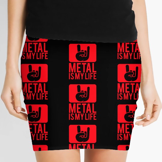 Heavy Metal Is My Life Hard Rock Music Text Quote Women's Mini Skirts