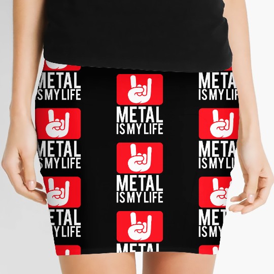 Heavy Metal Is My Life Hard Rock Music Text Quote Women's Mini Skirts