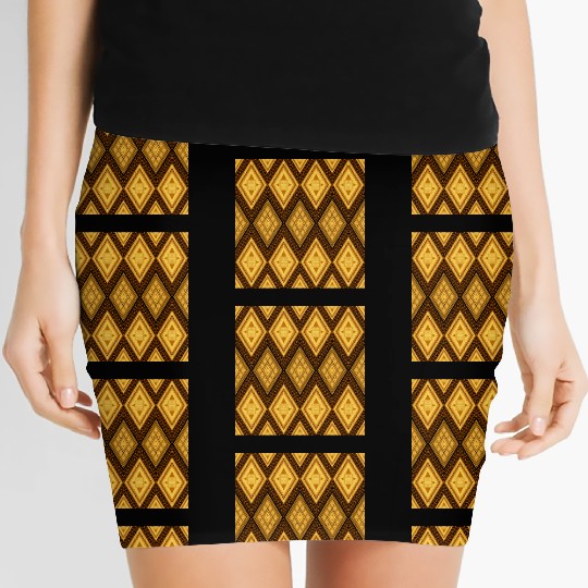 Ancient Gold Diamond Pattern, indigenous art Women's Mini Skirts