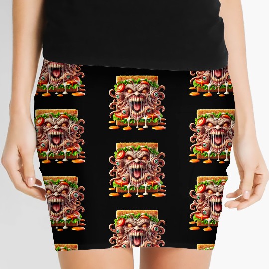 Terrifying Monster Sandwich Women's Mini Skirts