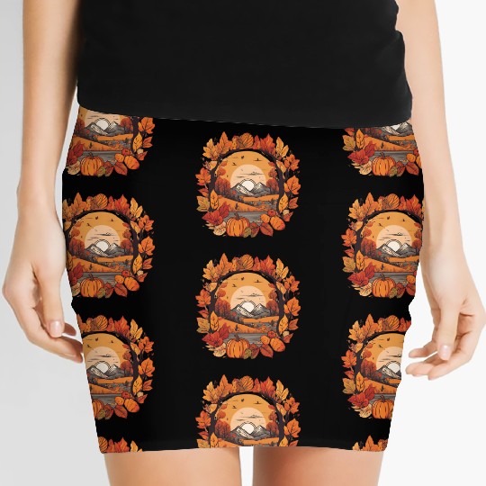 Autumn leaves falling design Women's Mini Skirts