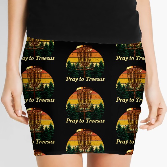 Pray to Treesus Funny Disc Golf Humor Golfer Pun S Women's Mini Skirts