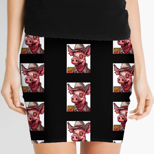 hillbilly redneck zombie cowboy pig Women's Mini Skirts
