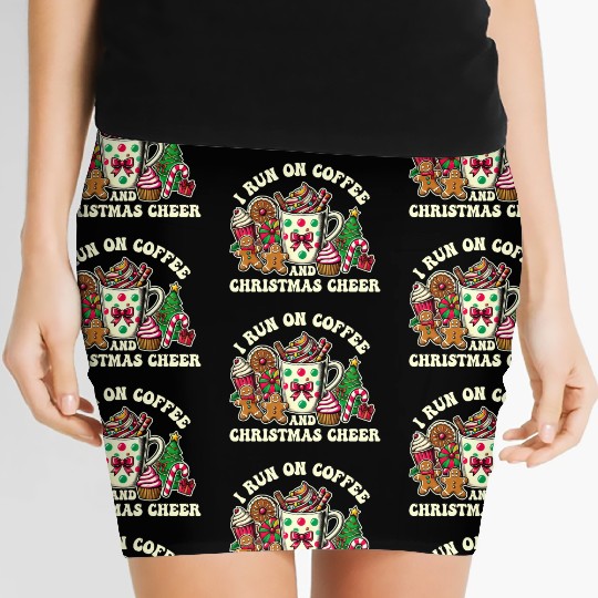 I run on coffee and Christmas cheer Women's Mini Skirts