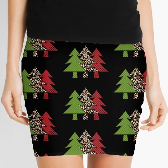 Buffalo Plaid Merry Christmas Tree Family Matching Women's Mini Skirts
