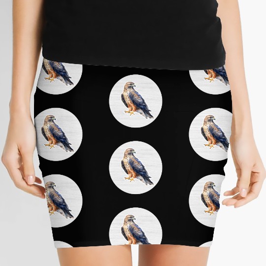 Hawk Watercolor Drawing Women's Mini Skirts
