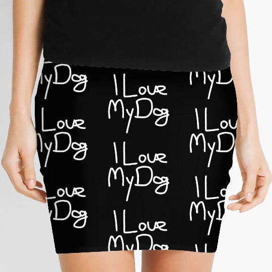 "I Love My Dog" White Design Women's Mini Skirts