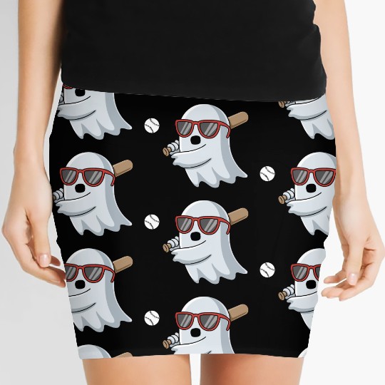 Halloween Ghost Baseball Player Women's Mini Skirts