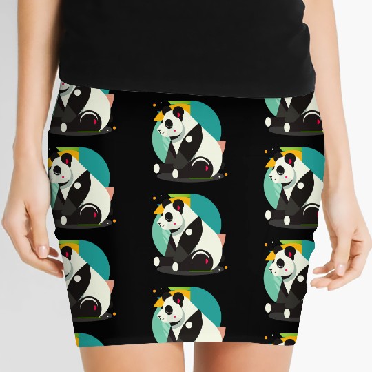 Geometric Panda - Minimalist and Cute Women's Mini Skirts
