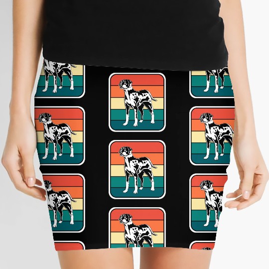 Retro Colorful Louisiana Catahoula Leopard Dog Women's Mini Skirts