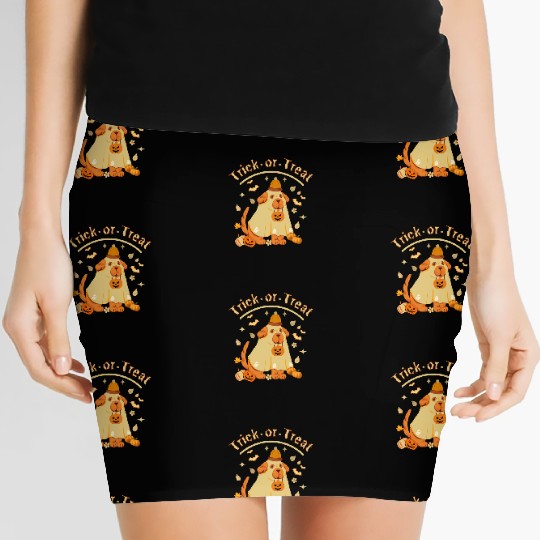 Cute Ghost dog Retro Spooky Funny Halloween Women's Mini Skirts