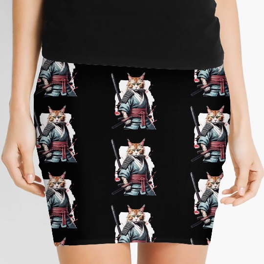 Fearless Samurai Cat Women's Mini Skirts
