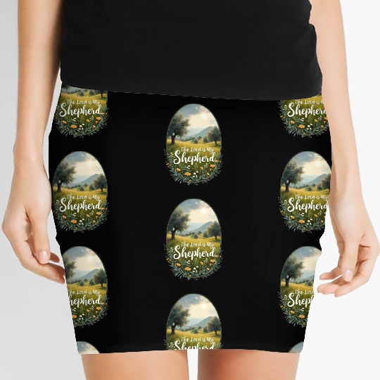 The Lord Is My Shepherd Peaceful Christian Artwork Women's Mini Skirts