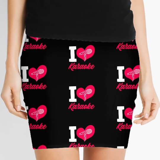 I Love Karaoke Microphone Heart Women's Mini Skirts