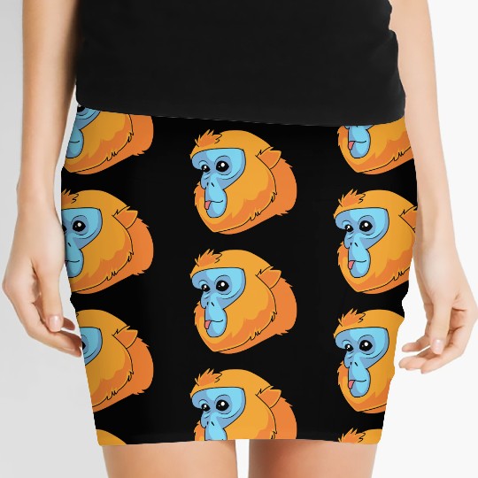 Monkey Lover Golden Snub Nosed Monkey Face Women's Mini Skirts