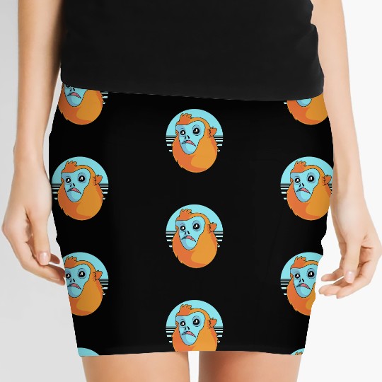 Funny Monkey Face Golden Snub Nosed Monkey Women's Mini Skirts
