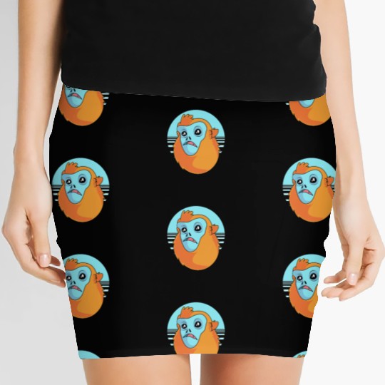 Funny Monkey Face Golden Snub Nosed Monkey Women's Mini Skirts