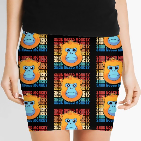 Retro Golden Snub Nosed Monkey Cute Monkey Face Women's Mini Skirts