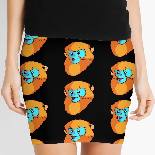 Cute Monkey Face Golden Snub Nosed Monkey Lover Women's Mini Skirts