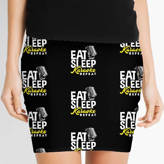 Eat Sleep Karaoke Repeat Microphone Music Women's Mini Skirts