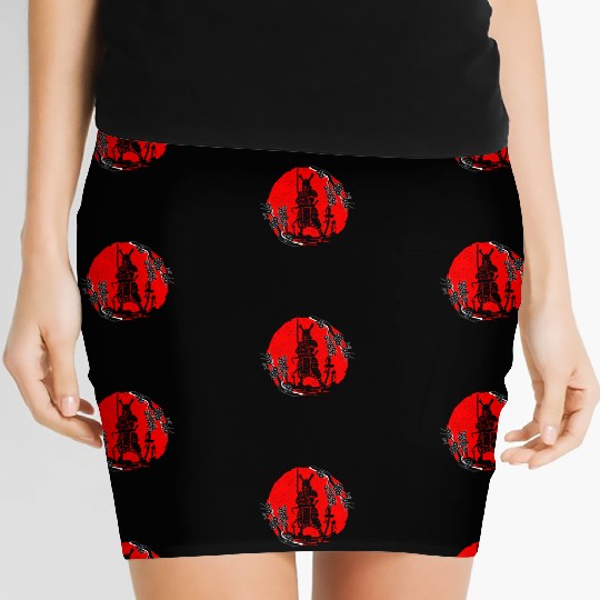 Kanji Japan Katana Sword Ninja Samurai Women's Mini Skirts