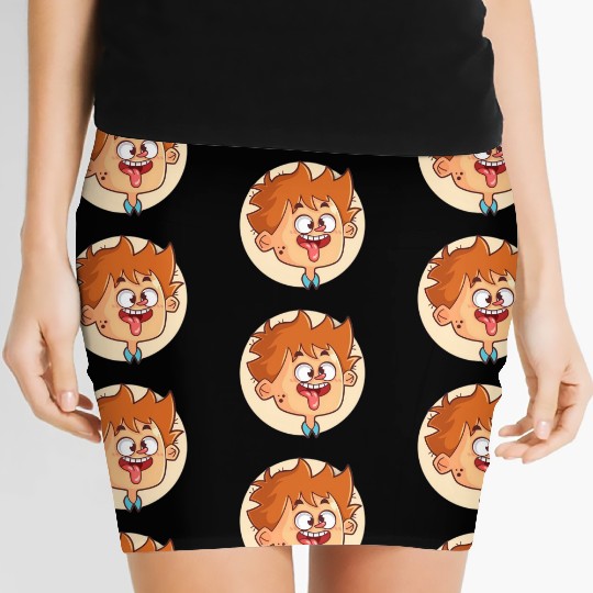 Funny Women's Mini Skirts Fun Loving Face Silly Stick-Out