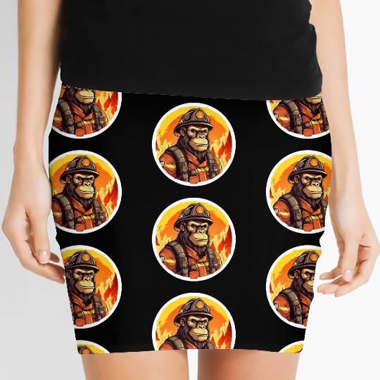 Firewoman monkey / Firefighter Women's Mini Skirts