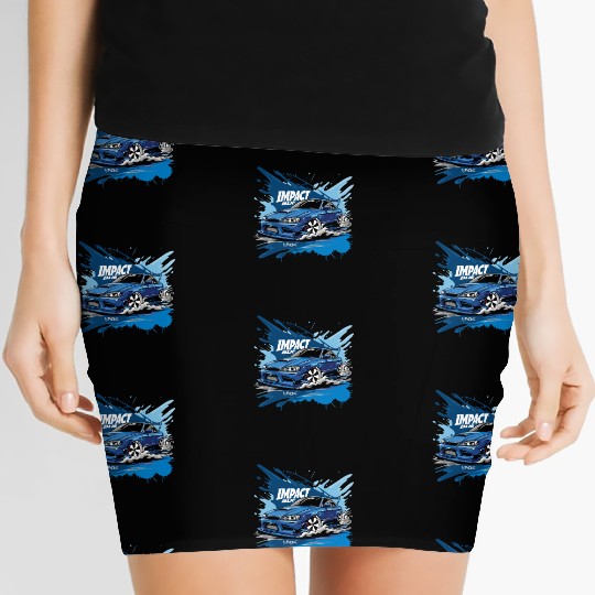 Japan D Initial Impact Blue JDM Street Racer Car Women's Mini Skirts
