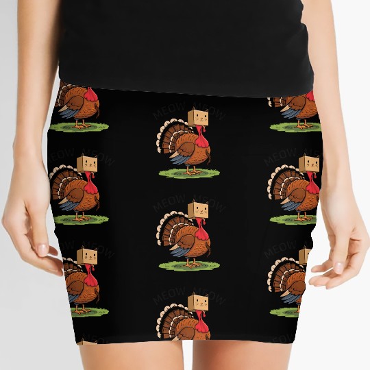 Turkey Funny Fake Cat Meow Thanksgiving Women's Mini Skirts