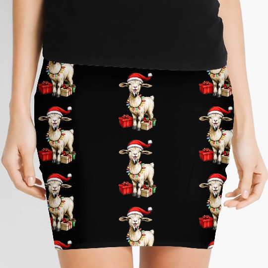 Goat Farm Farmer Christmas Hat Xmas Women's Mini Skirts