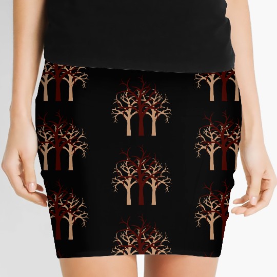Trees Winter Autumn Forest Halloween Silhouette Women's Mini Skirts