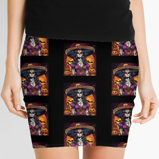 Elegant Halloween Catrina - Día de los Muertos Sty Women's Mini Skirts