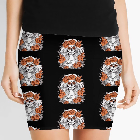Sugar Skull Rose Queen Women's Mini Skirts