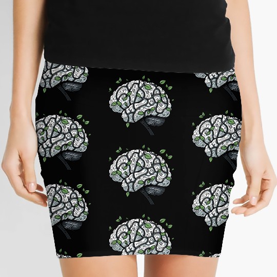 AI Ethics Mechanical Brain with Vines Women's Mini Skirts
