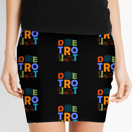 Detroit Souvenir Men Michigan Skyline City Detroit Women's Mini Skirts