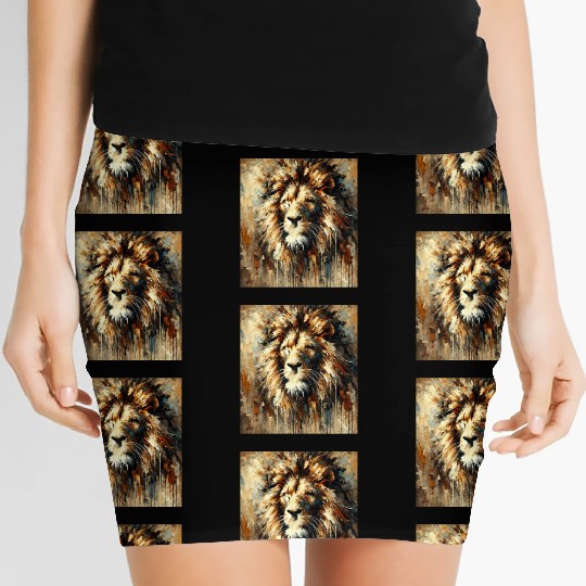 Abstract Lion Face Women's Mini Skirts