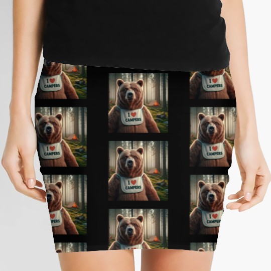 I love campers Grizzly bear with bib Women's Mini Skirts