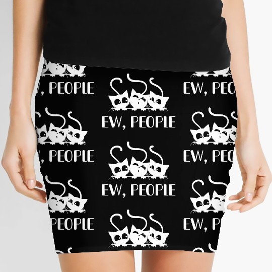 Cat Lover Women's Mini Skirts, Ew People, Funny Gift For Cat