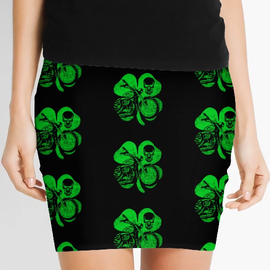 Motorcycle St Patricks Day Biker Skull Women's Mini Skirts