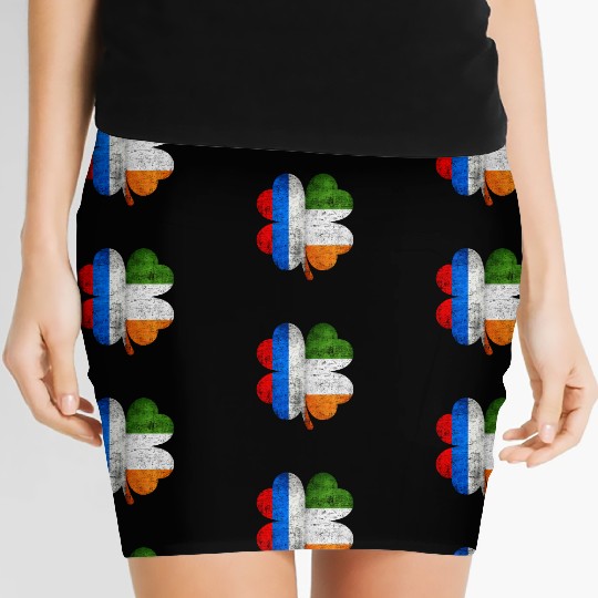 Russian Irish Shamrock Russia Ireland Flag Women's Mini Skirts